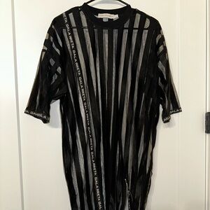 Black Sheer Striped Tee by